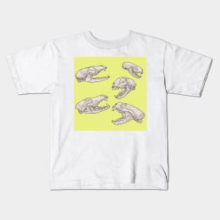 North American Predator Skulls Yellow Kids T-Shirt